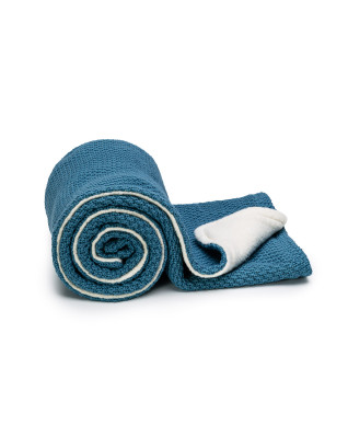 T-TOMI Gestrickte Decke WARM Petrol blue