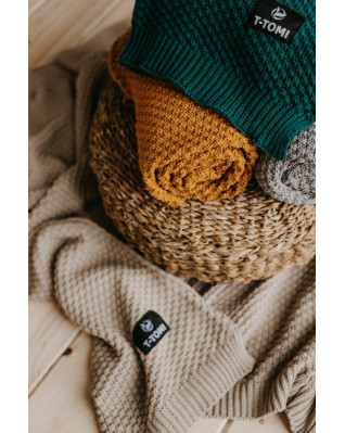T-TOMI Gestrickte Decke Sand