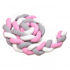 T-TOMI Gestrickte Bande 360 cm White + Grey + Pink