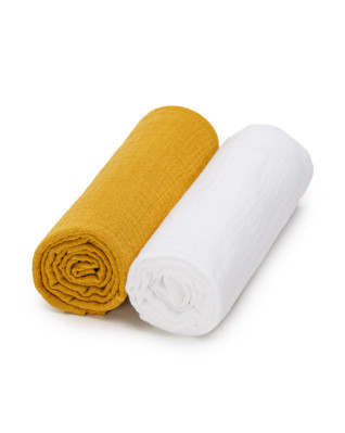 T-TOMI Musselin windeln White + Mustard