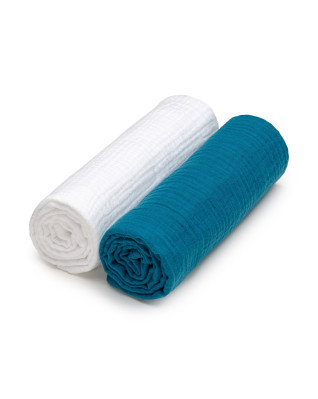 T-TOMI Musselin windeln White + Petrol