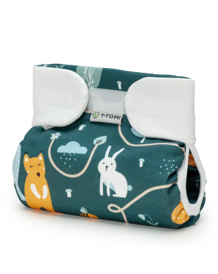 T-TOMI Orthopädisches Spreizhöschen für breites Wickeln - klettverschluss Animal friends (3-6kg)