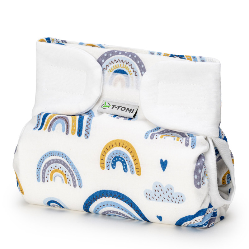 T-TOMI Orthopädisches Spreizhöschen für breites Wickeln - klettverschluss Blue rainbow (3-6kg)
