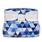 T-TOMI Orthopädisches Spreizhöschen für breites Wickeln - klettverschluss Blue triangles (3-6kg)