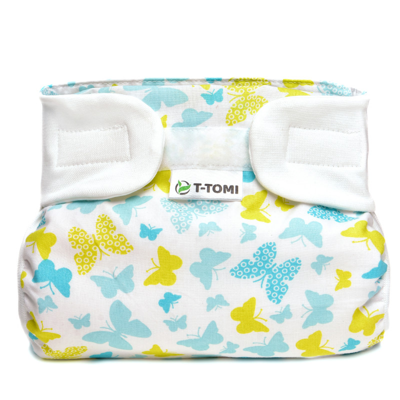 T-TOMI Orthopädisches Spreizhöschen für breites Wickeln - klettverschluss Butterflies (3-6kg)