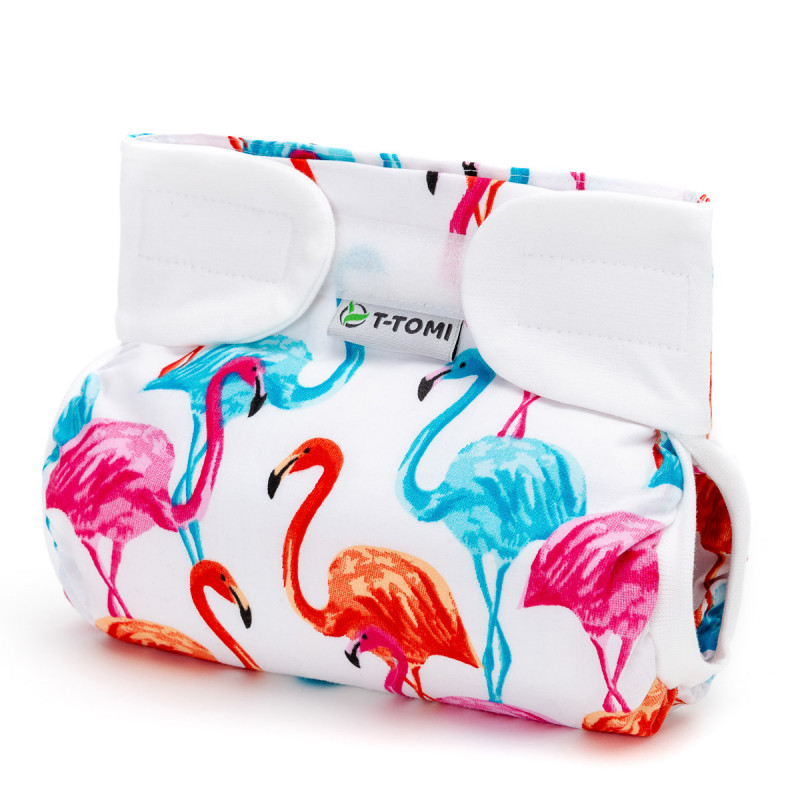 T-TOMI Orthopädisches Spreizhöschen für breites Wickeln - klettverschluss Flamingo (3-6kg)