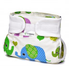 T-TOMI Orthopädisches Spreizhöschen für breites Wickeln - klettverschluss Green elephants (3-6kg)