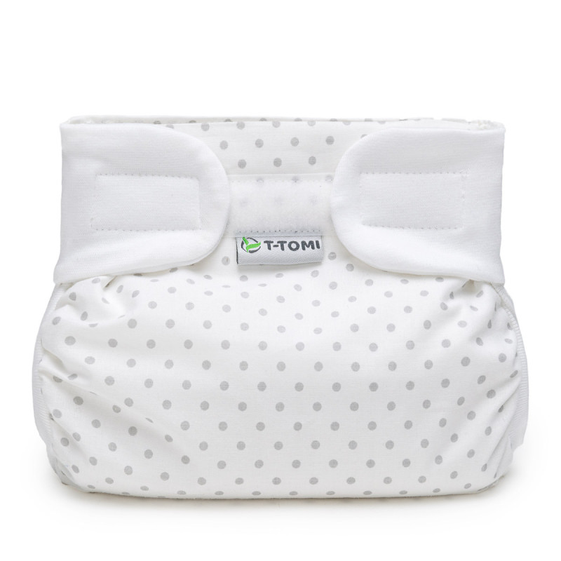 T-TOMI Orthopädisches Spreizhöschen für breites Wickeln - klettverschluss Grey dots (5-9kg)