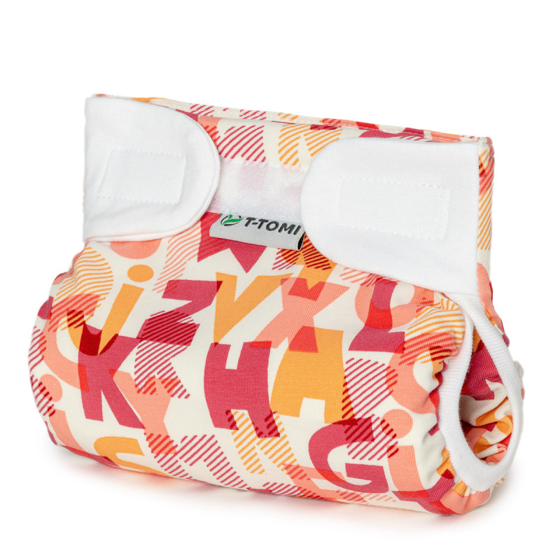 T-TOMI Orthopädisches Spreizhöschen für breites Wickeln - klettverschluss Pink alphabet (5-9kg)
