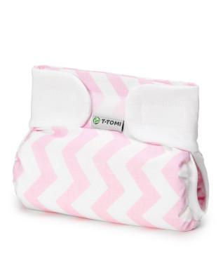T-TOMI Orthopädisches Spreizhöschen für breites Wickeln - klettverschluss Pink zig-zag (3-6kg)