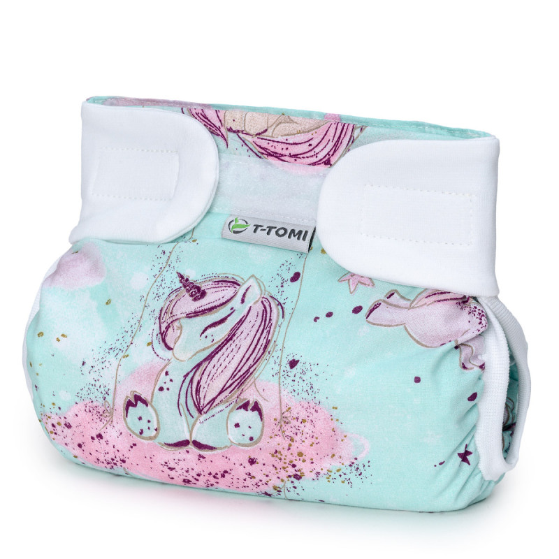 T-TOMI Orthopädisches Spreizhöschen für breites Wickeln - klettverschluss Unicorn (5-9kg)