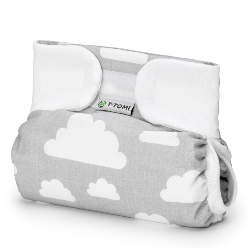 T-TOMI Orthopädisches Spreizhöschen für breites Wickeln - klettverschluss White clouds (5-9kg)