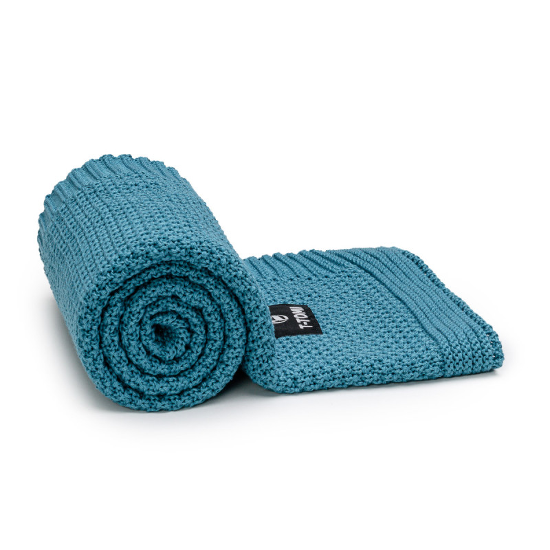 T-TOMI Gestrickte Decke Petrol blue