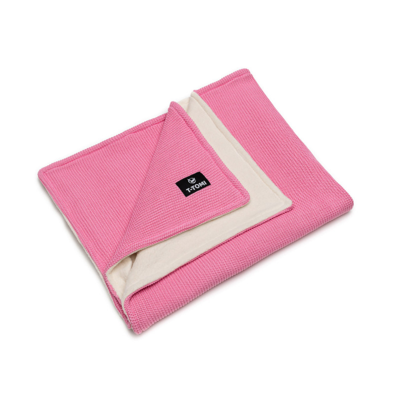 T-TOMI Gestrickte Decke WARM Pink waves