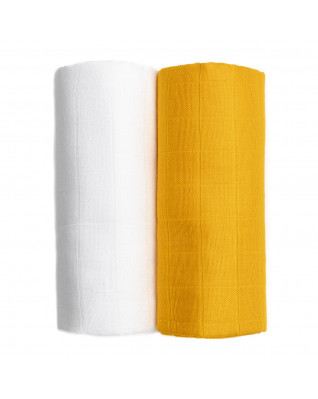 T-TOMI Mulltücher EXCLUSIVE COLLECTION White + Mustard  T-TOMI Mulltücher EXCLUSIVE COLLECTION White + Mustard