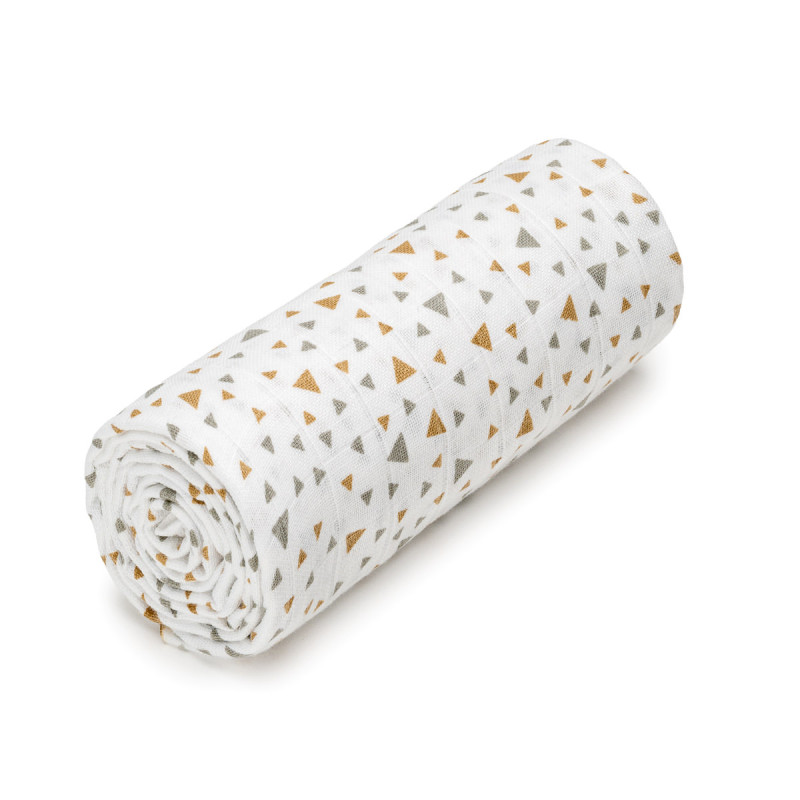 T-TOMI Grosses Baumwollmulltuch Beige triangles 