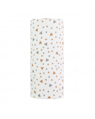 T-TOMI Grosses Baumwollmulltuch Beige triangles  T-TOMI Grosses Baumwollmulltuch Beige triangles